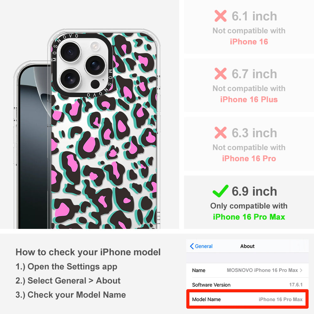 Hot Pink Leopard Print Phone Case - iPhone 16 Pro Max Case - MOSNOVO