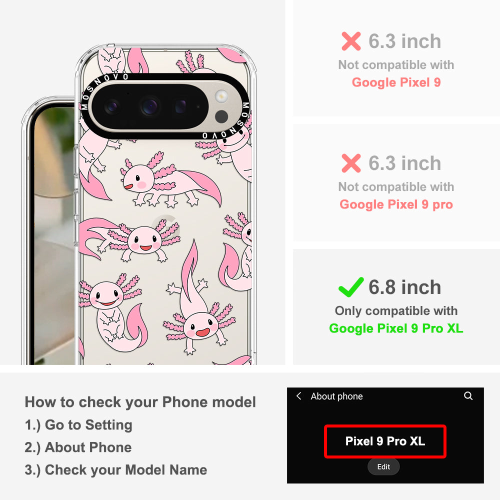 Pink Axolotl Phone Case - Google Pixel 9 Pro XL Case