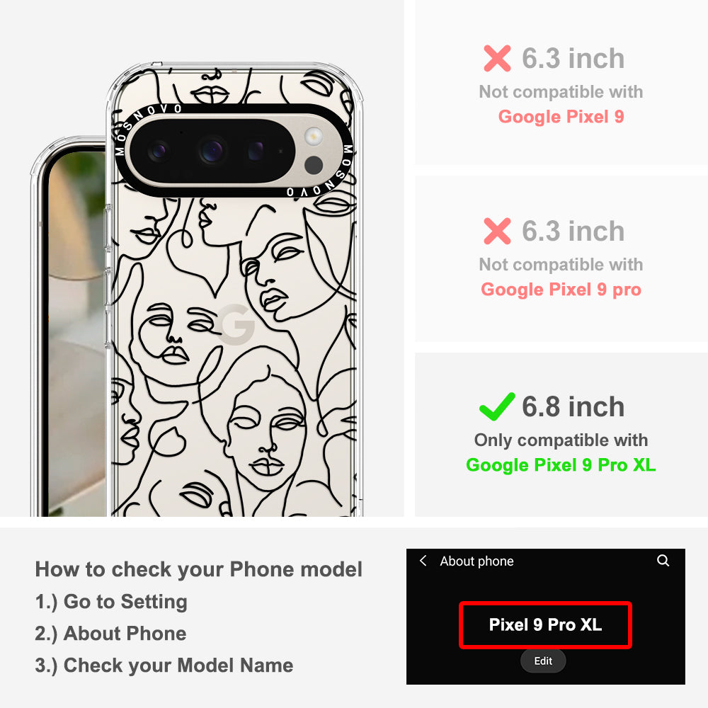 Abstract Face Line Art Phone Case - Google Pixel 9 Pro XL Case