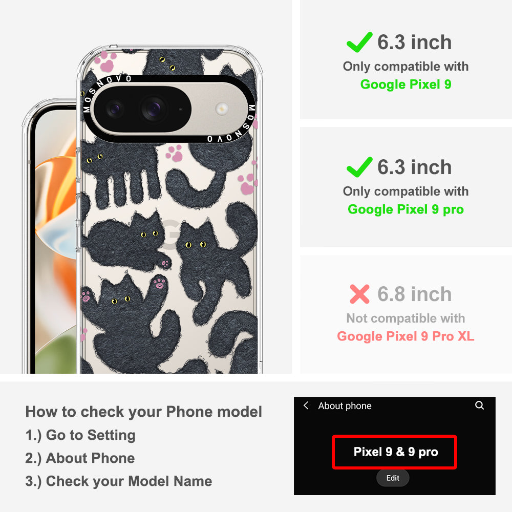 Black Furry Cat Phone Case - Google Pixel 9 Case