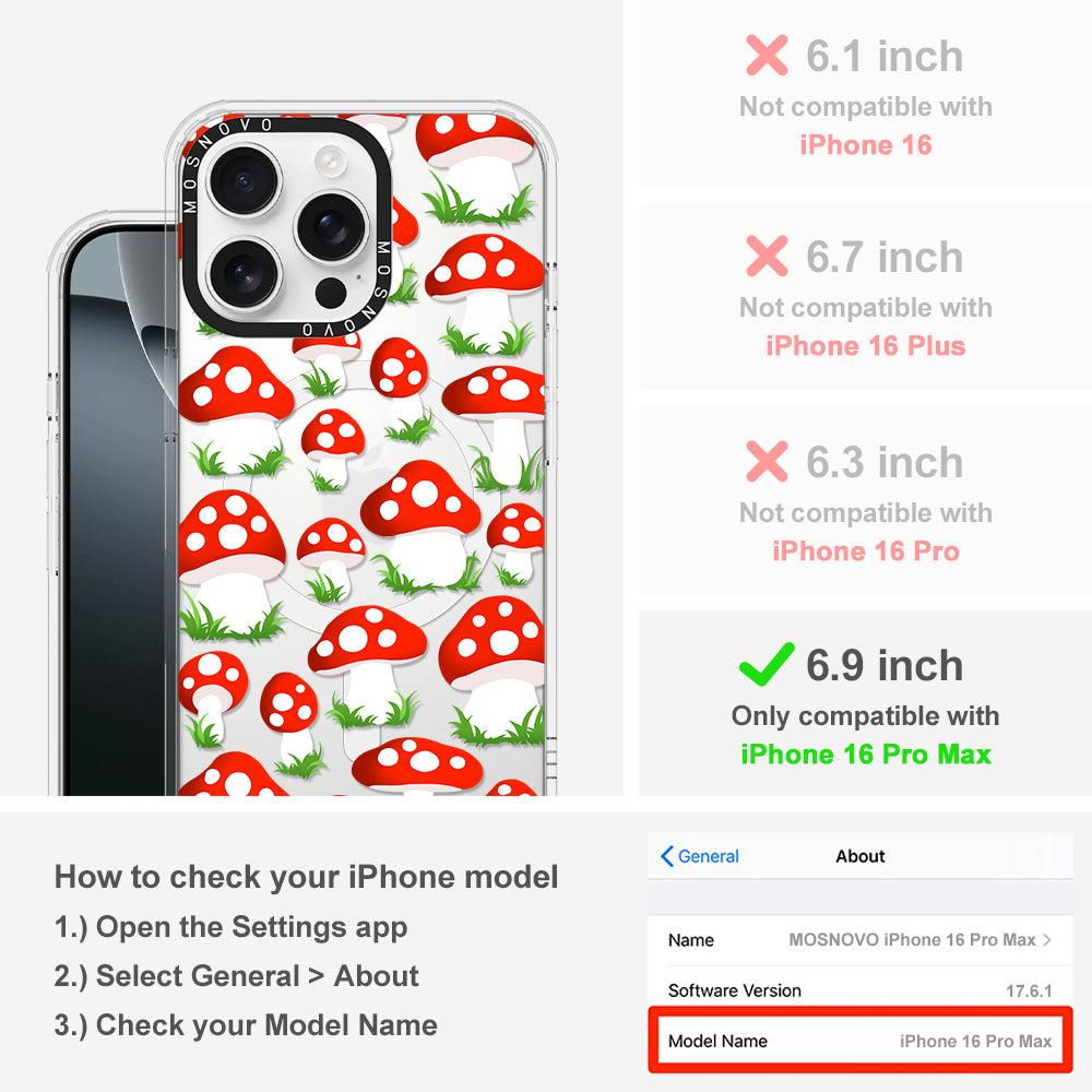 Cute Mushroom Phone Case - iPhone 16 Pro Max Case - MOSNOVO