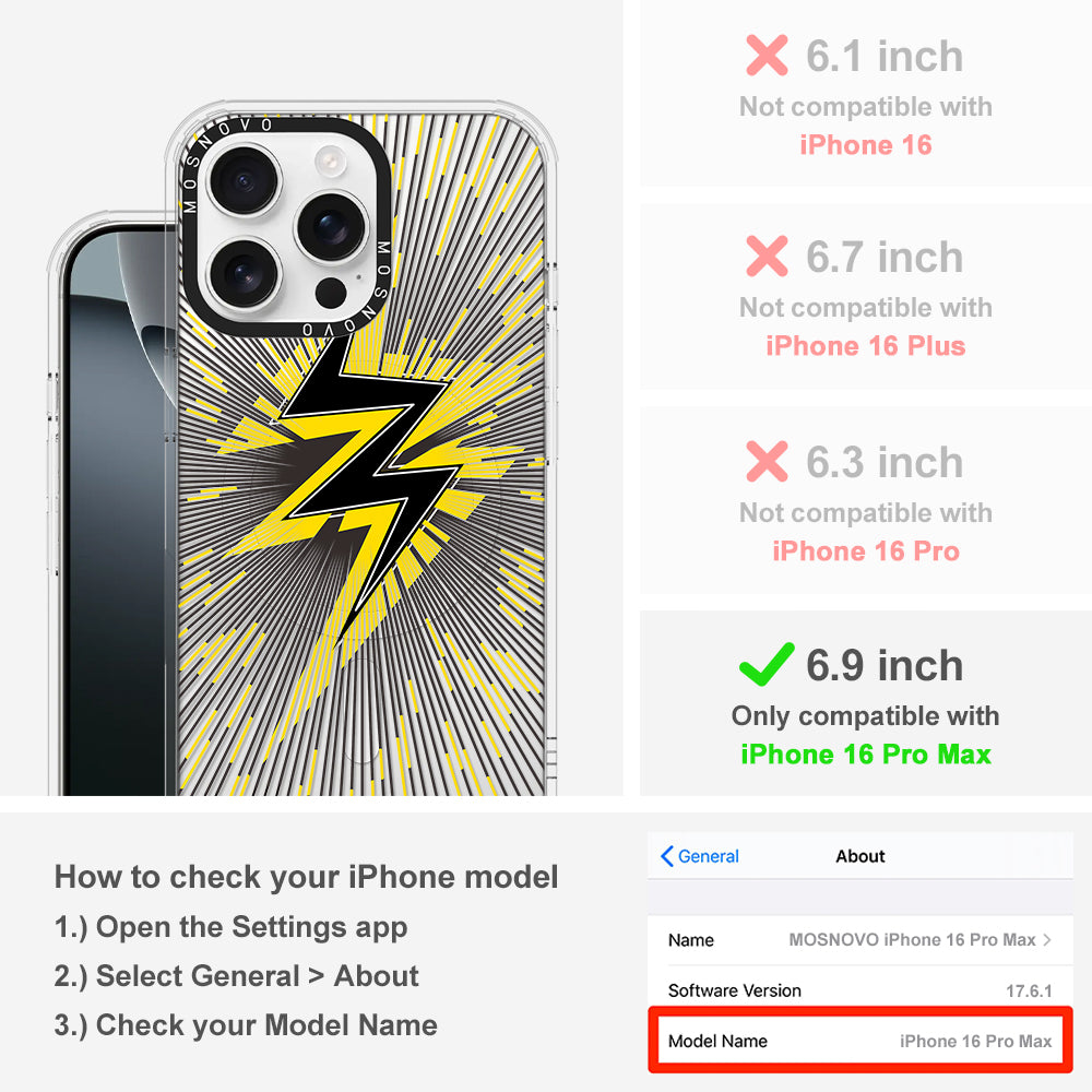 Lightning Bolt Phone Case - iPhone 16 Pro Max Case - MOSNOVO