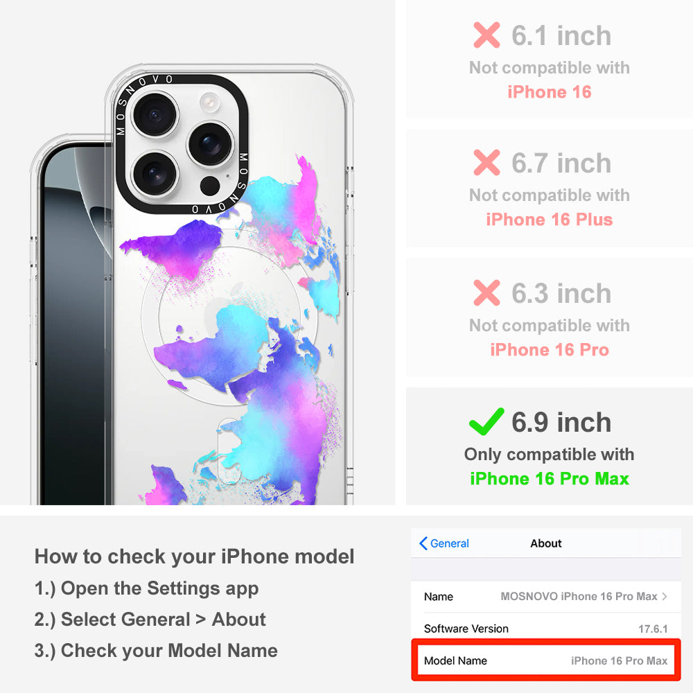 Psychedelic World Map Phone Case - iPhone 16 Pro Max Case - MOSNOVO