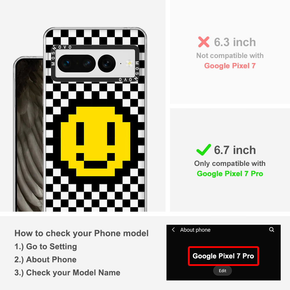 Smile Checkered Phone Case - Google Pixel 7 Pro Case