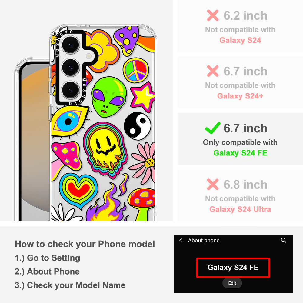 Hippie Rainbow Face Love Phone Case - Samsung Galaxy S24 FE Case - MOSNOVO