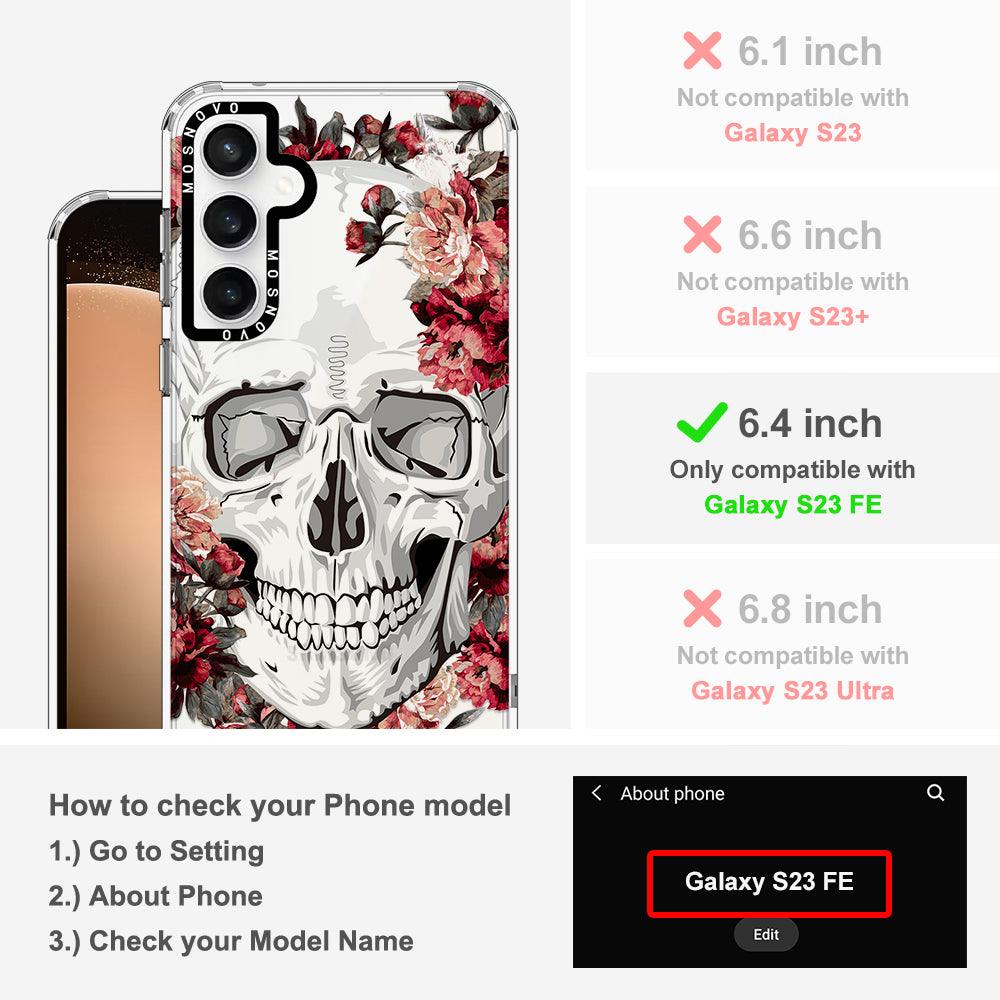 Red Flower Skull Phone Case - Samsung Galaxy S23 FE Case