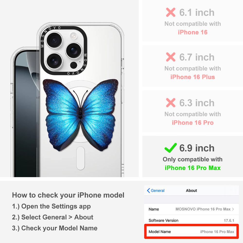 Shimmering Butterfly Phone Case - iPhone 16 Pro Max Case - MOSNOVO