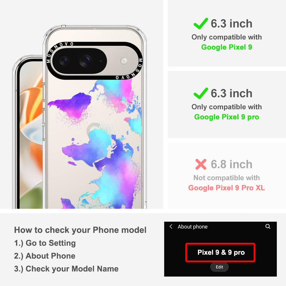 Psychedelic World Map Phone Case - Google Pixel 9 Case