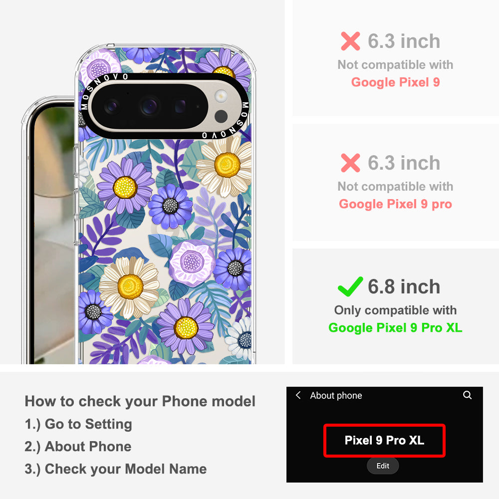 Purple Floral Phone Case - Google Pixel 9 Pro XL Case