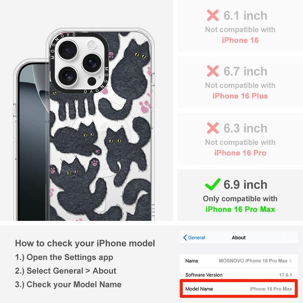 Black Furry Cat Phone Case - iPhone 16 Pro Max Case