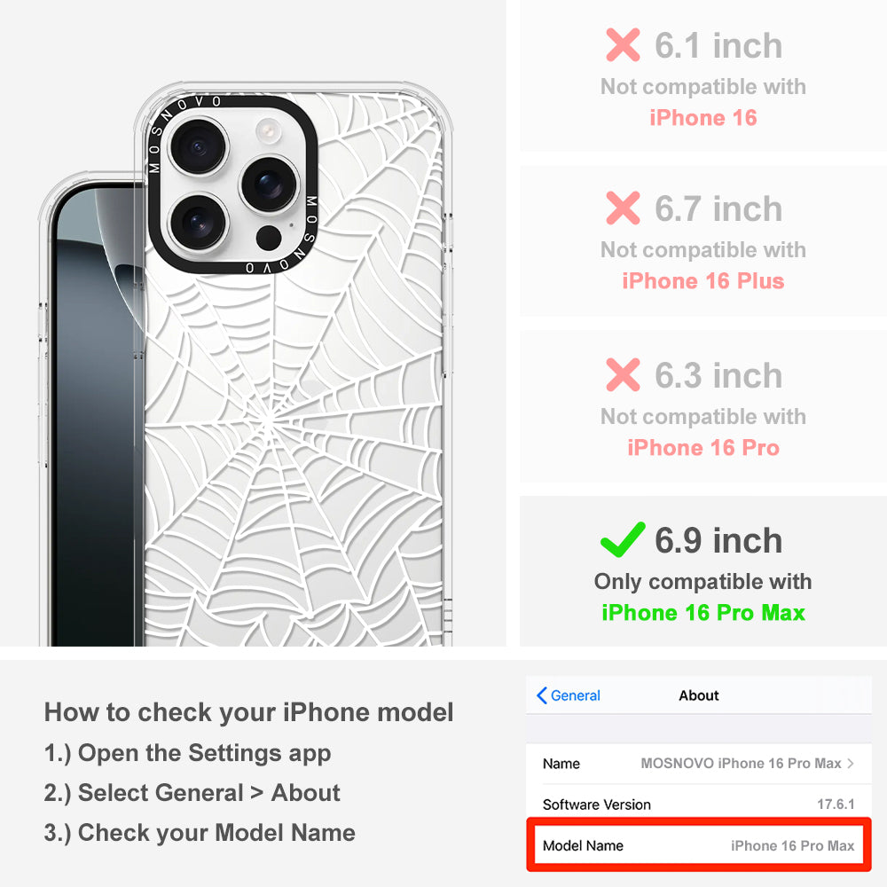 Spider Web Phone Case - iPhone 16 Pro Max Case - MOSNOVO