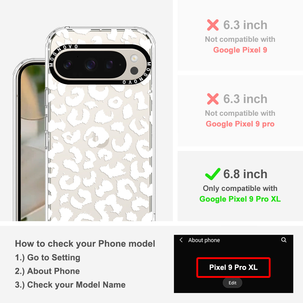 White Leopard Print Phone Case - Google Pixel 9 Pro XL Case