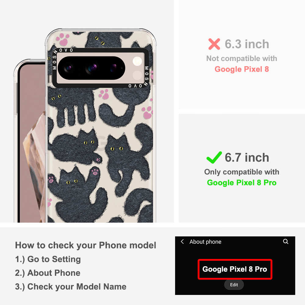 Black Furry Cat Phone Case - Google Pixel 8 Pro Case