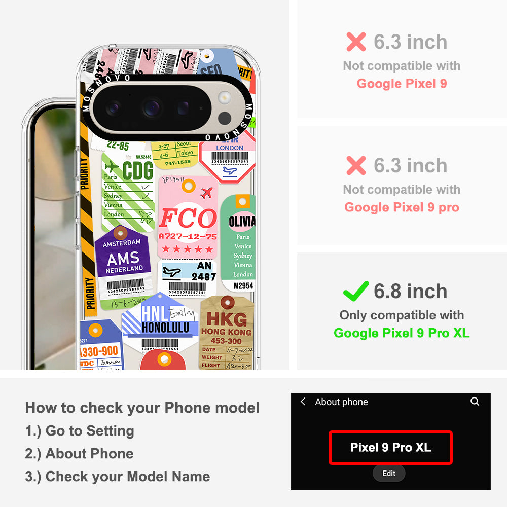 Air Ticket Labels Phone Case - Google Pixel 9 Pro XL Case