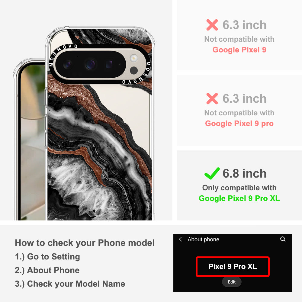 Black Agate Phone Case - Google Pixel 9 Pro XL Case