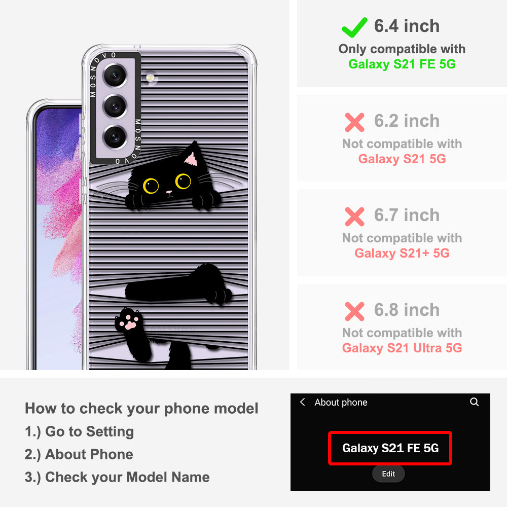 Hidden Black Cat Phone Case - Samsung Galaxy S21 FE Case