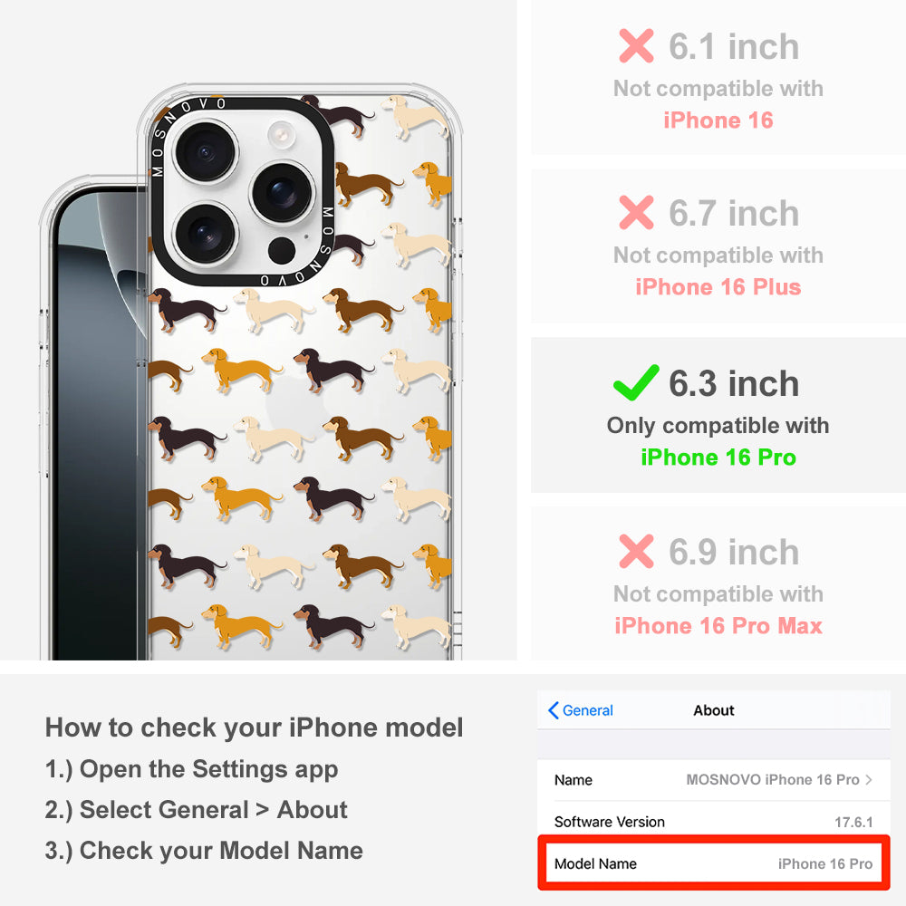 Cute Dachshund Phone Case - iPhone 16 Pro Case - MOSNOVO