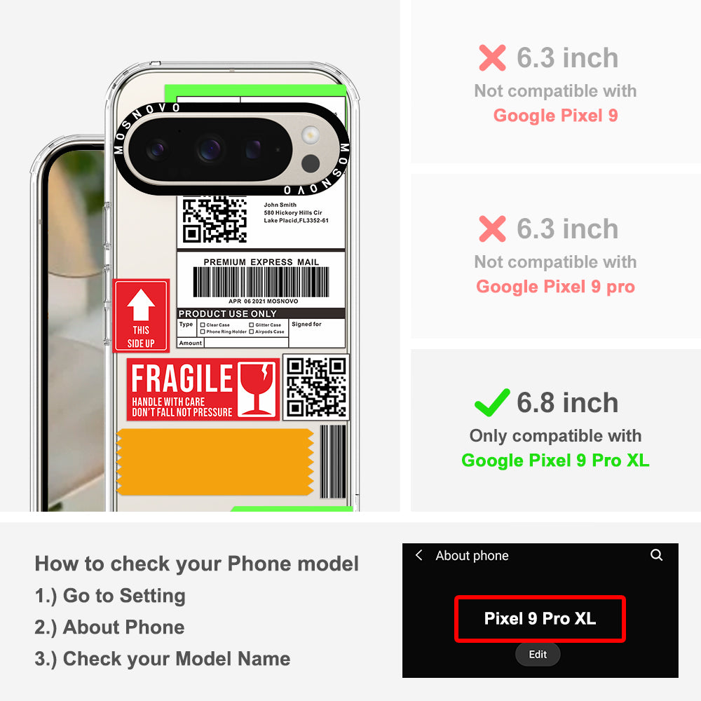 MOSNOVO Mail Label Phone Case - Google Pixel 9 Pro XL Case