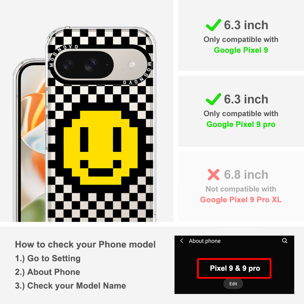 Smile Checkered Phone Case - Google Pixel 9 Pro Case