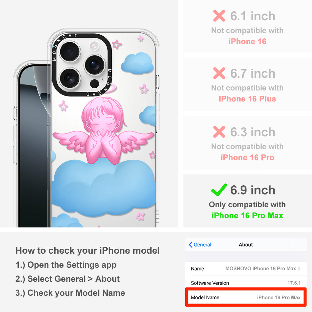 Pink Serenity Angel Phone Case - iPhone 16 Pro Max Case