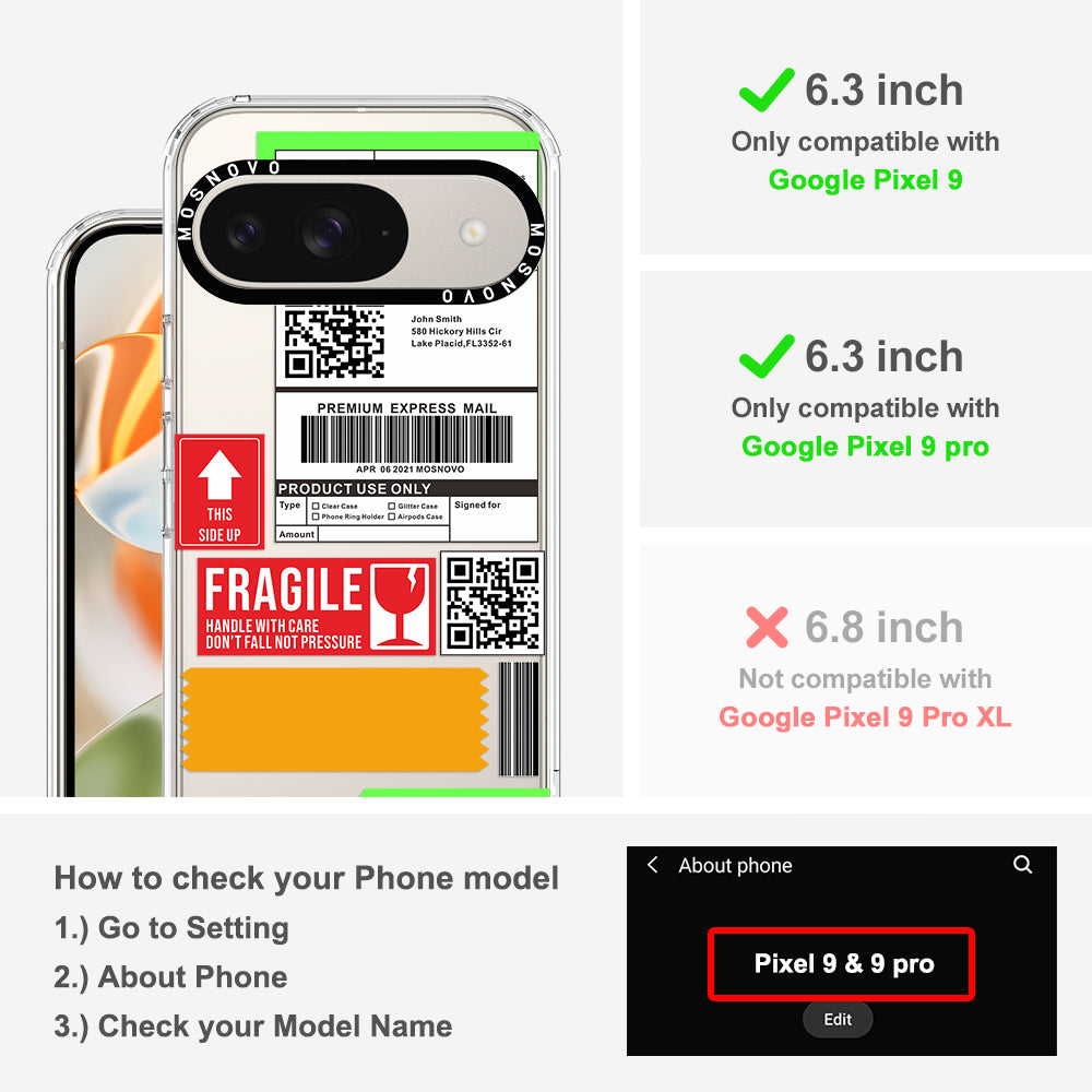 MOSNOVO Mail Label Phone Case - Google Pixel 9 Case