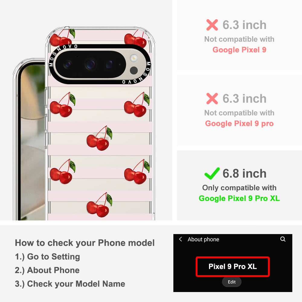 Pink Stripes Cherry Phone Case - Google Pixel 9 Pro XL Case