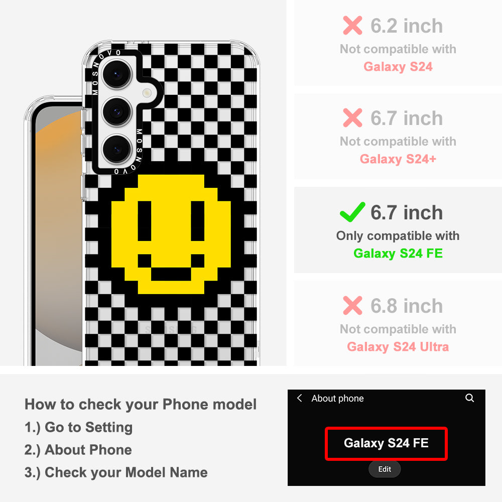 Smile Checkered Phone Case - Samsung Galaxy S24 FE Case - MOSNOVO