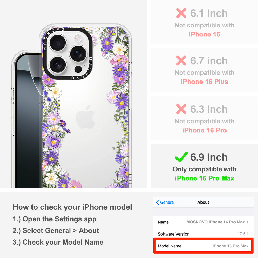 Purple Daisy Garden Phone Case - iPhone 16 Pro Max Case - MOSNOVO