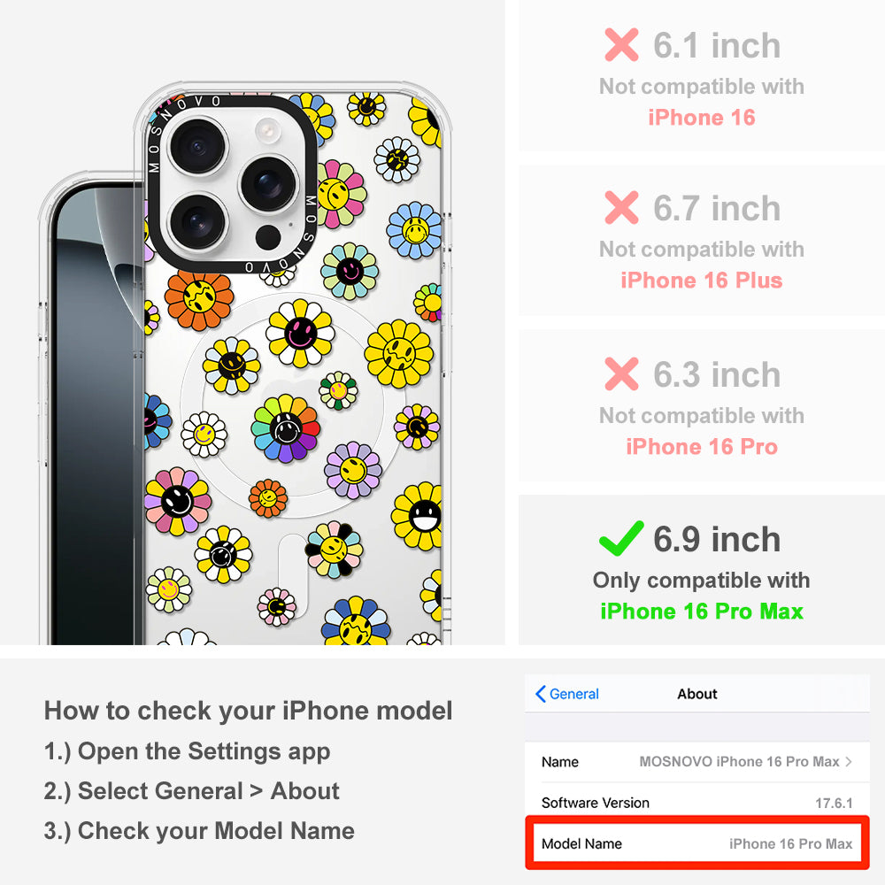 Flower Smiley Face Phone Case - iPhone 16 Pro Max Case - MOSNOVO