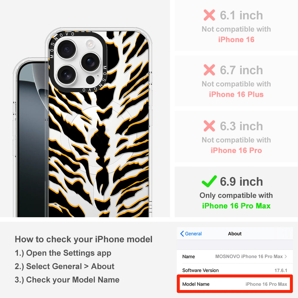 Tiger Print Phone Case - iPhone 16 Pro Max Case - MOSNOVO