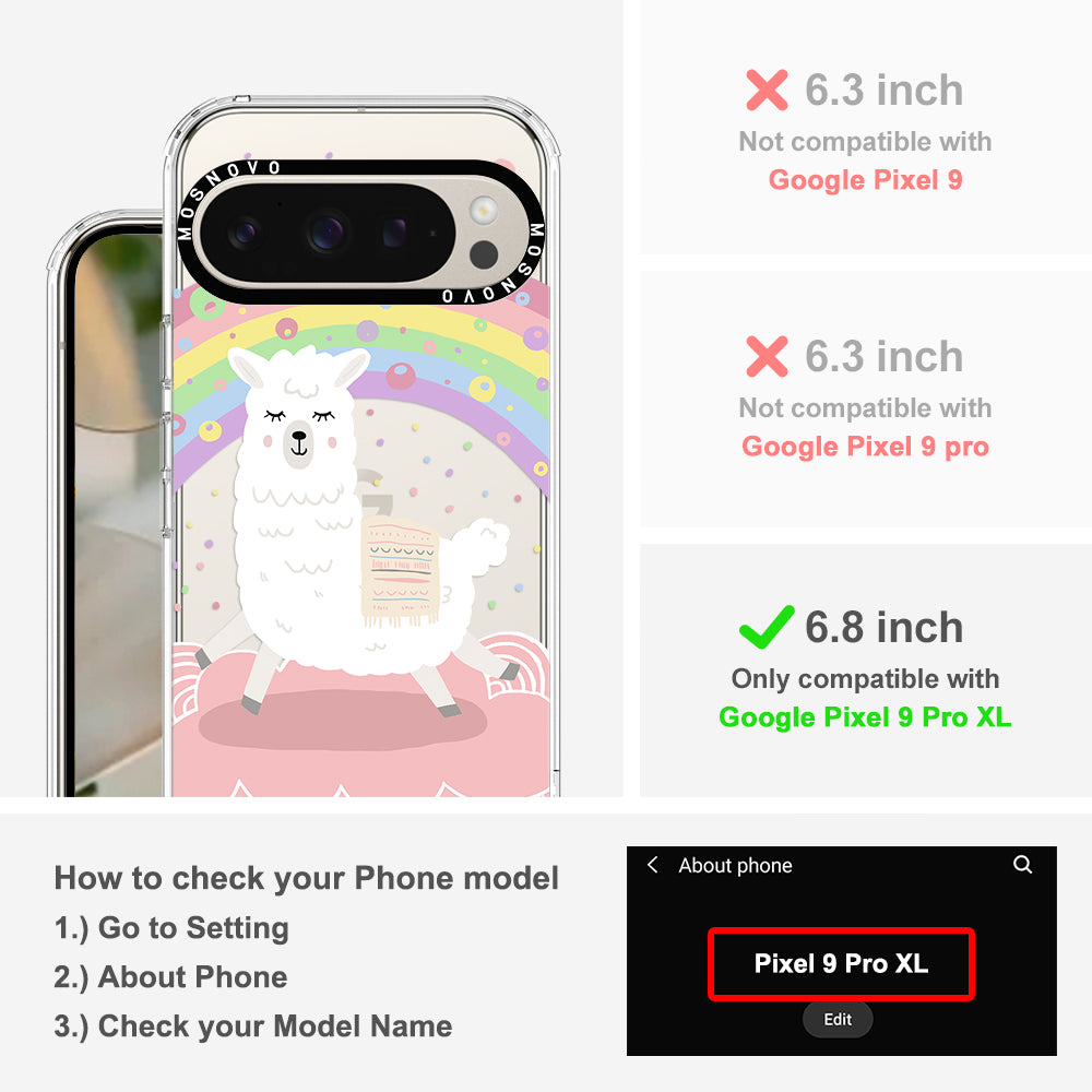 Pastel Rainbow Llama Phone Case - Google Pixel 9 Pro XL Case