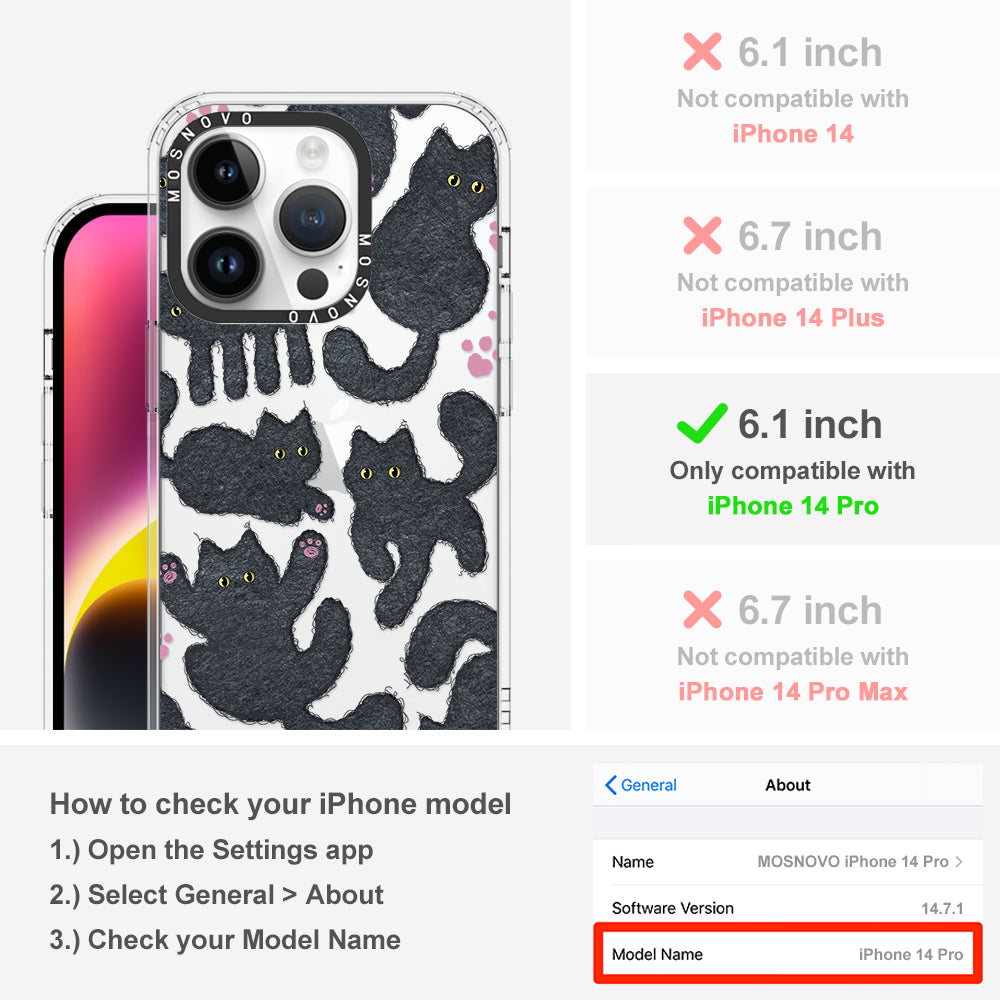 Black Furry Cat Phone Case - iPhone 14 Pro Case