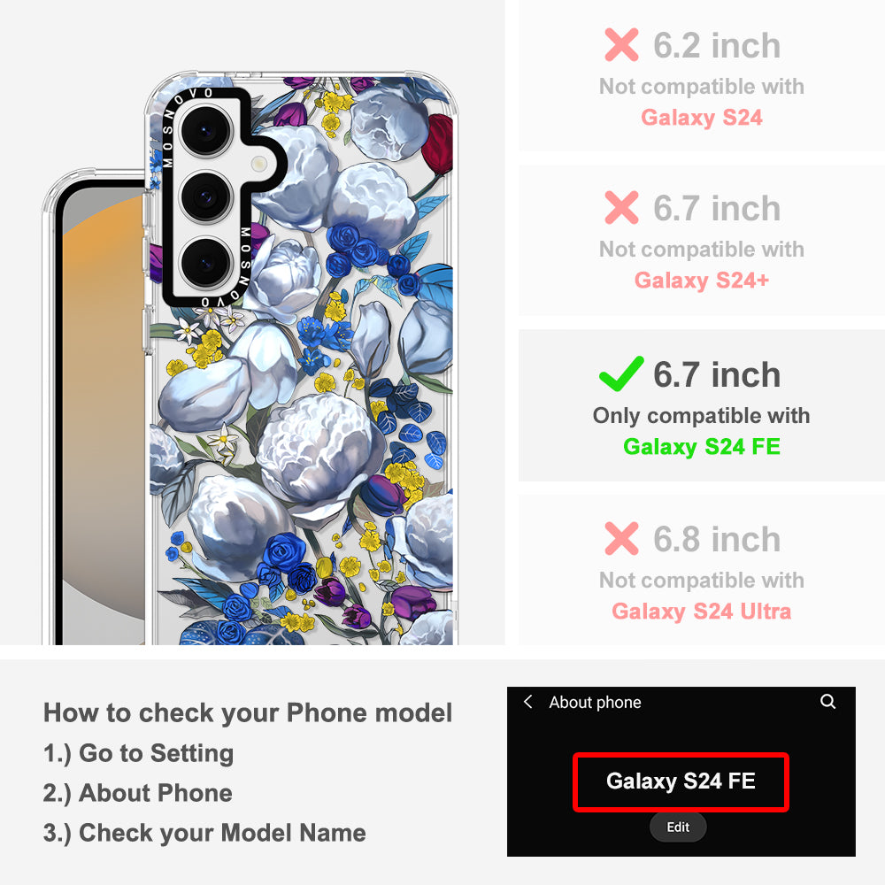 Purple Blue Floral Phone Case - Samsung Galaxy S24 FE Case - MOSNOVO