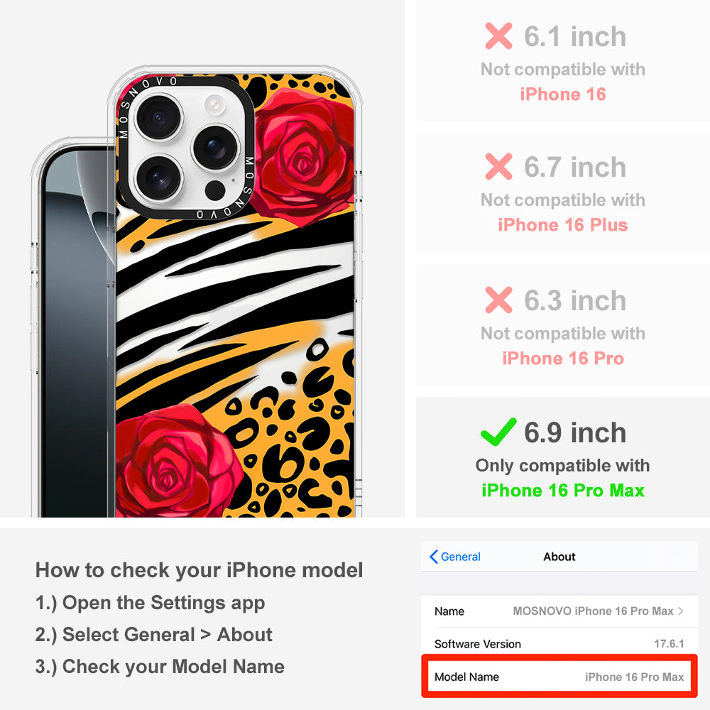 Wild Floral Leopard Phone Case - iPhone 16 Pro Max Case - MOSNOVO