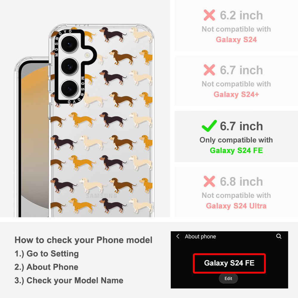 Cute Dachshund Phone Case - Samsung Galaxy S24 FE Case - MOSNOVO