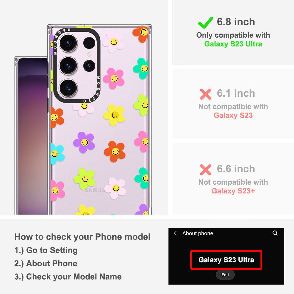 Smile Floral Phone Case - Samsung Galaxy S23 Ultra Case