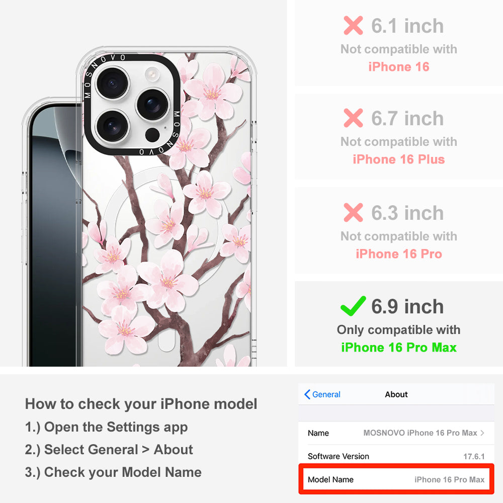 Cherry Blossom Flower Phone Case - iPhone 16 Pro Max Case - MOSNOVO