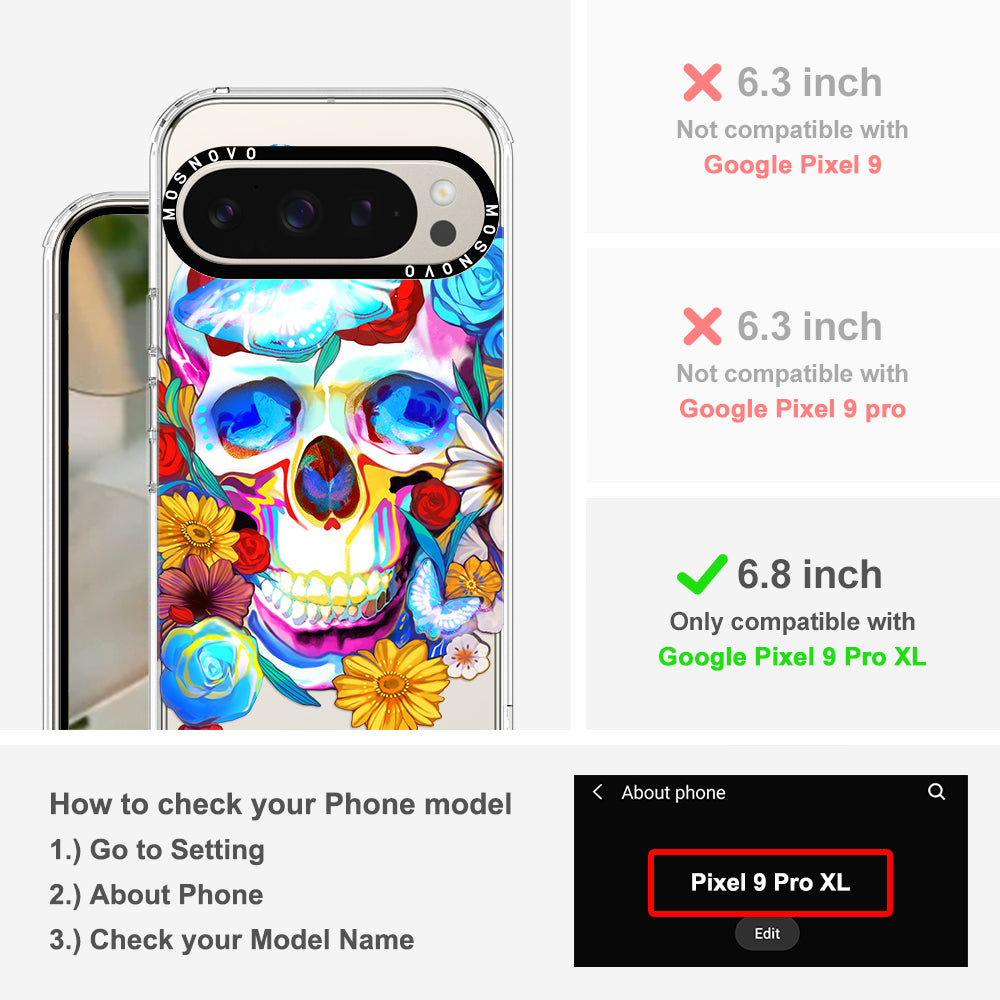 Sugar Flower Skull Phone Case - Google Pixel 9 Pro XL Case