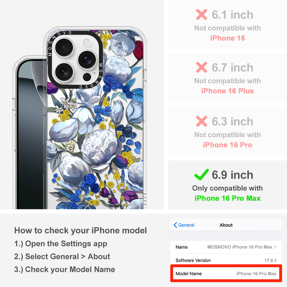 Purple Blue Floral Phone Case - iPhone 16 Pro Max Case - MOSNOVO