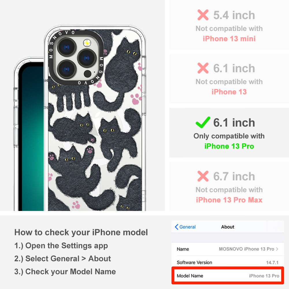 Black Furry Cat Phone Case - iPhone 13 Pro Case
