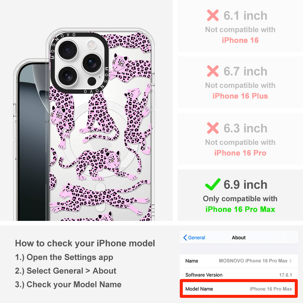 Pink Leopard Phone Case - iPhone 16 Pro Max Case - MOSNOVO