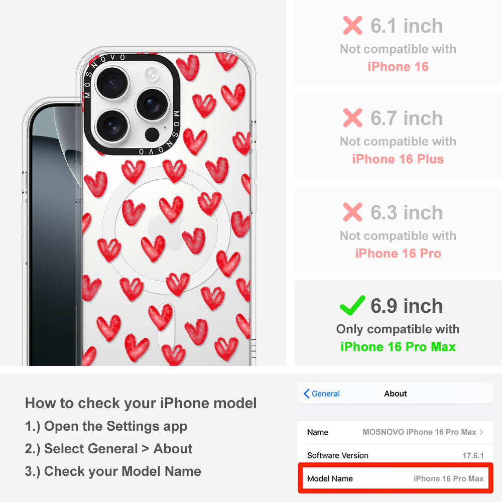 Cute Little Hearts Phone Case - iPhone 16 Pro Max Case - MOSNOVO