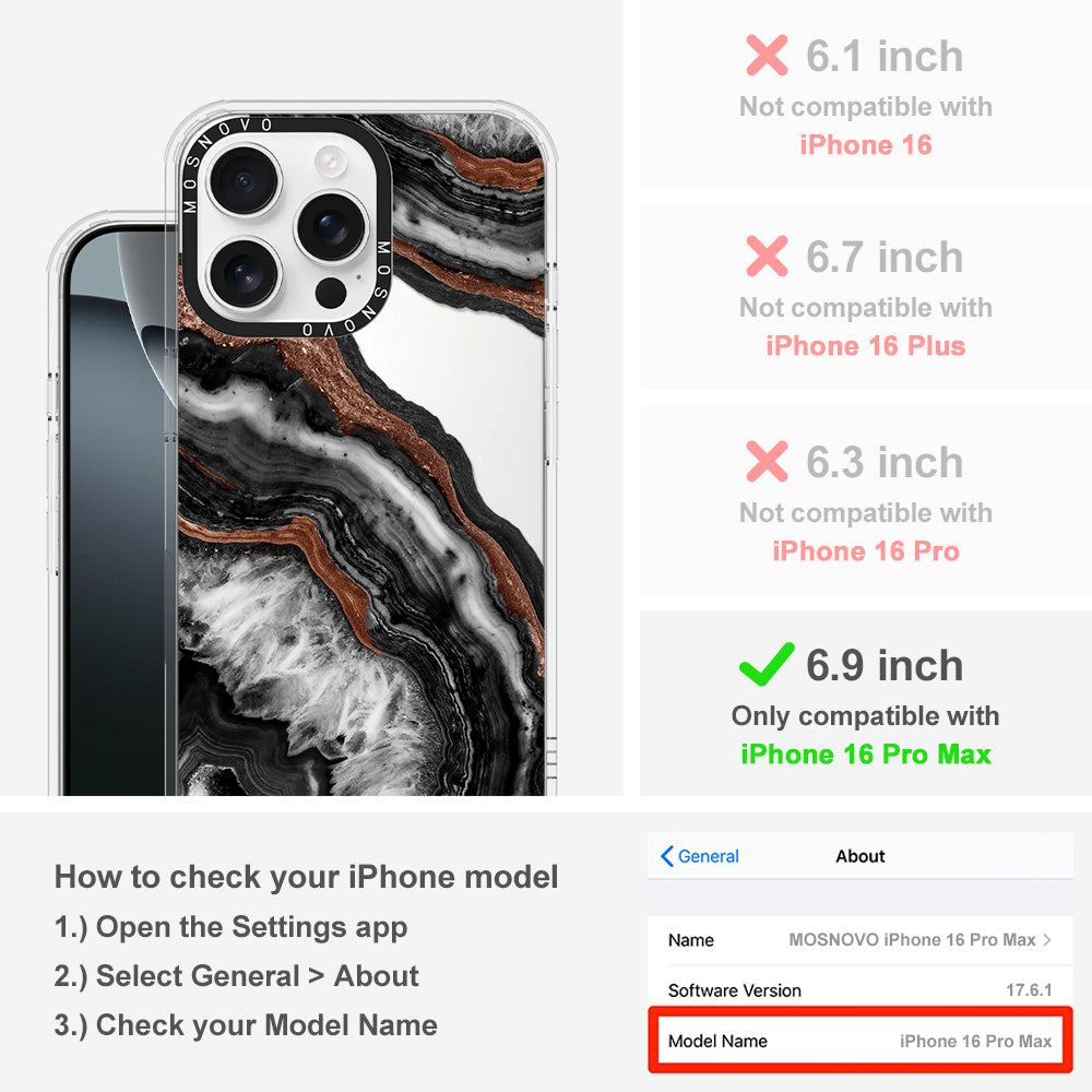Black Agate Phone Case - iPhone 16 Pro Max Case - MOSNOVO