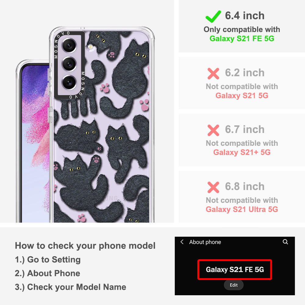 Black Furry Cat Phone Case - Samsung Galaxy S21 FE Case