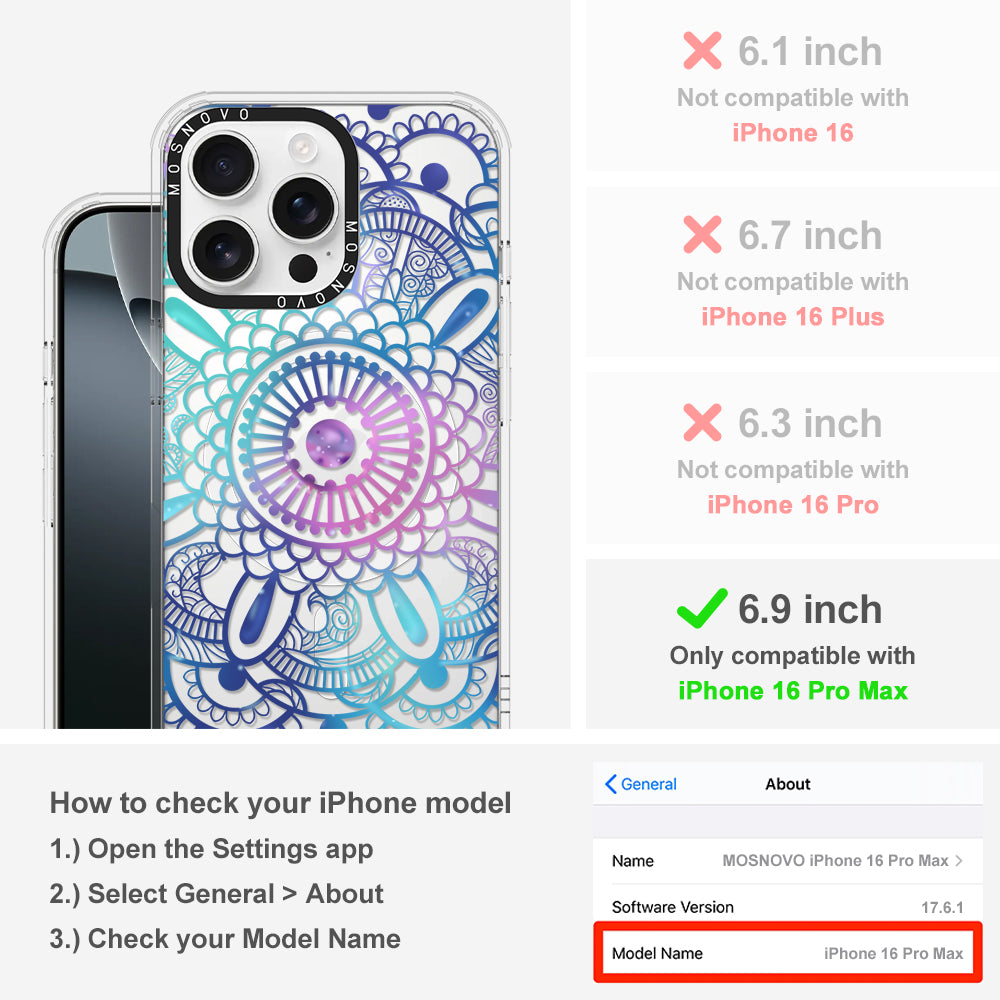 Violet Blue Mandala Phone Case - iPhone 16 Pro Max Case - MOSNOVO