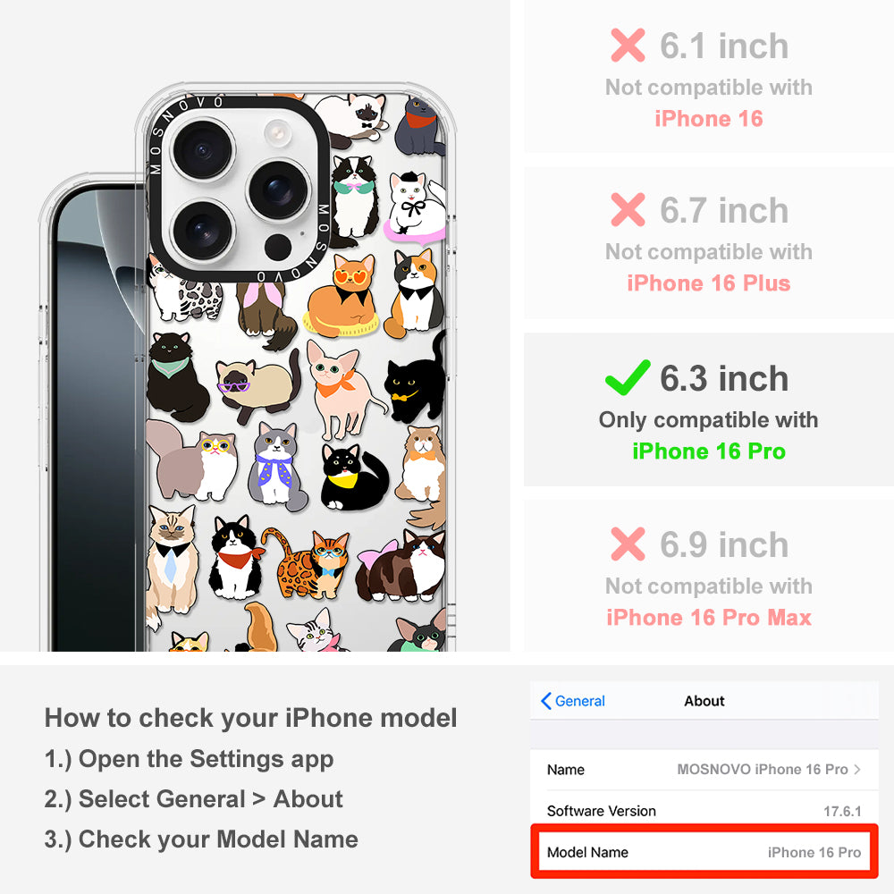 Cute Cat Phone Case - iPhone 16 Pro Case - MOSNOVO