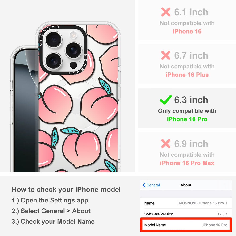 Cute Peach Phone Case - iPhone 16 Pro Case - MOSNOVO