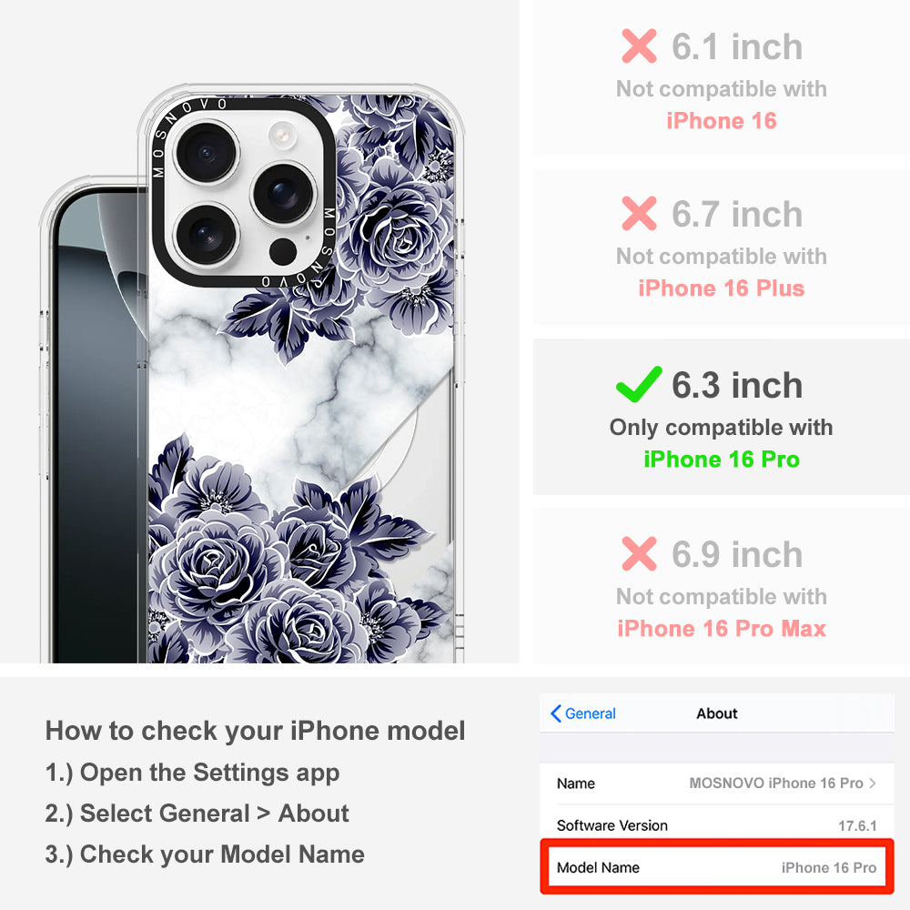 Marble with Purple Flowers Phone Case - iPhone 16 Pro Case - MOSNOVO