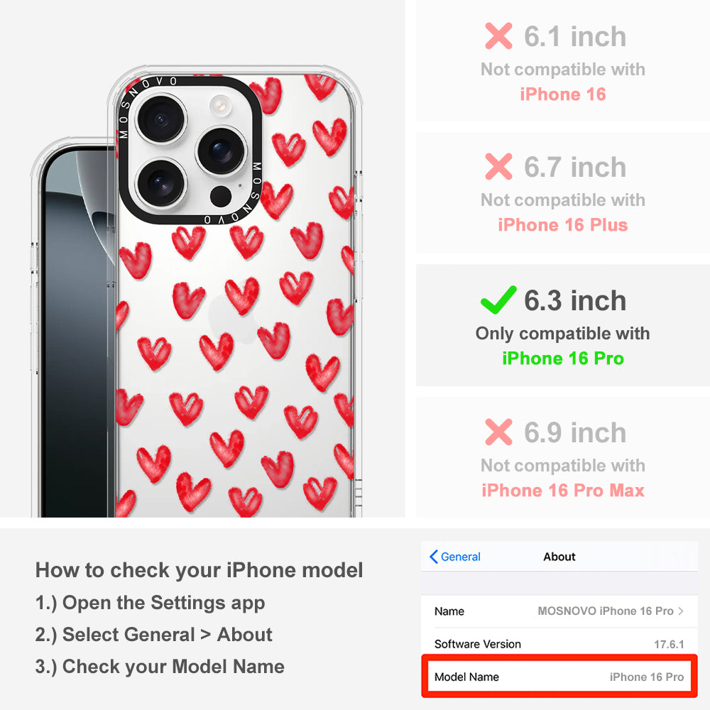 Cute Little Hearts Phone Case - iPhone 16 Pro Case - MOSNOVO