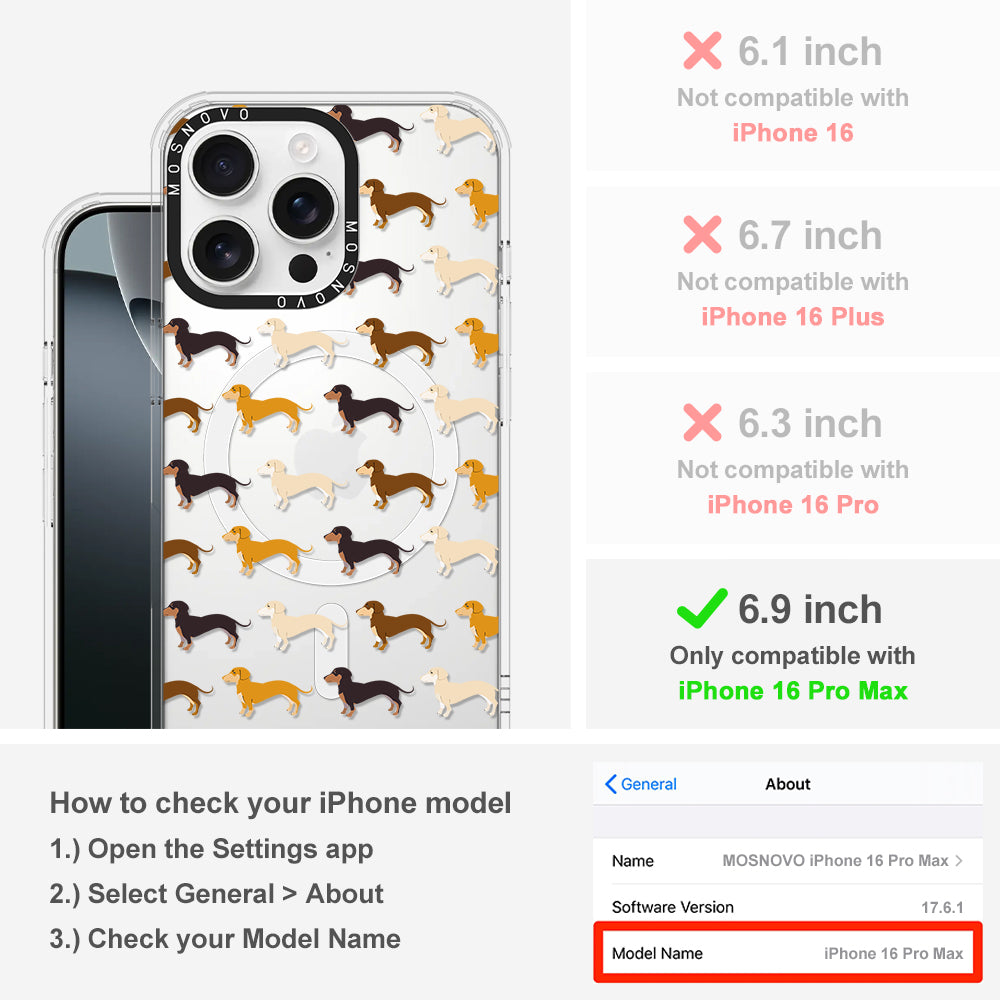 Cute Dachshund Phone Case - iPhone 16 Pro Max Case - MOSNOVO